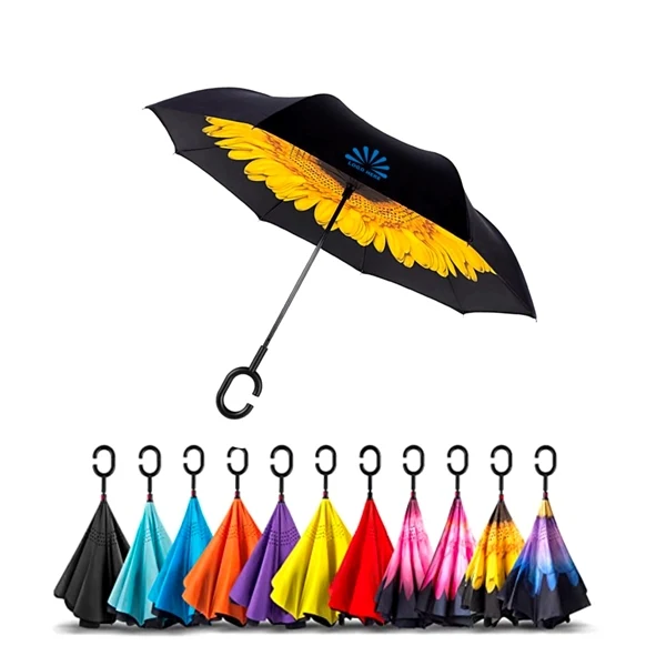 Reverse Folding Umbrella with C-shaped handle 1