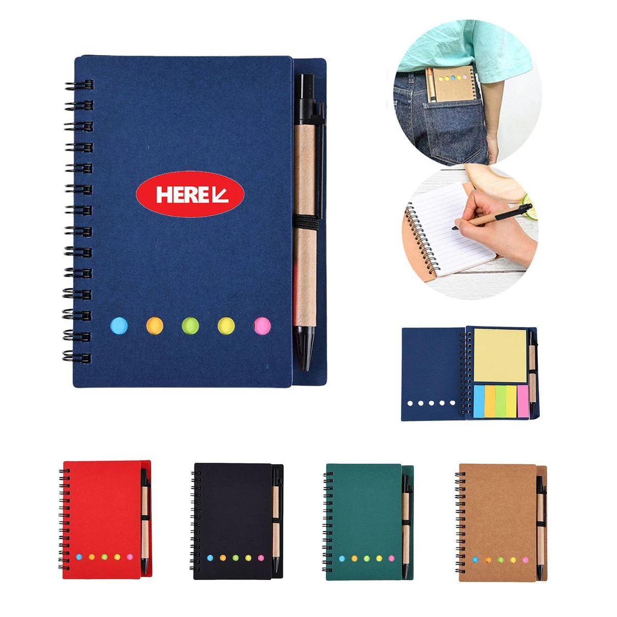 Spiral Notebook Set With Sticky And Pens 1