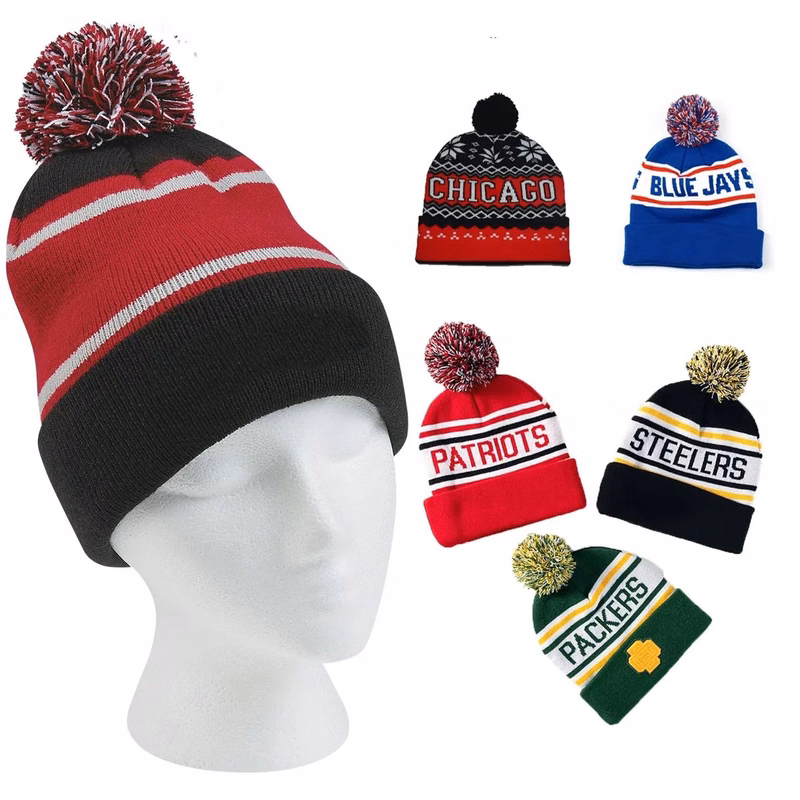 Acrylic Winter Pom Beanie Hat