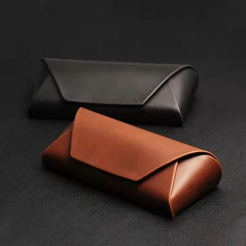 Super Hot Customized Logo Eyeglasses Box Retro Vintage Glasses Pouches PU Eyewear Bag Leather Custom 1