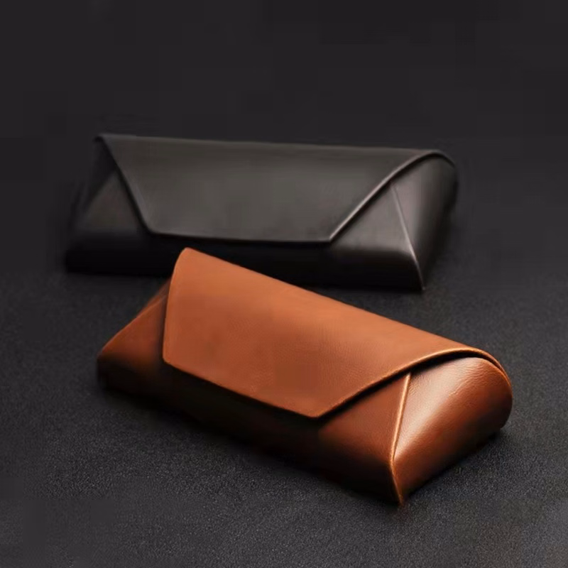 Super Hot Customized Logo Eyeglasses Box Retro Vintage Glasses Pouches PU Eyewear Bag Leather Custom