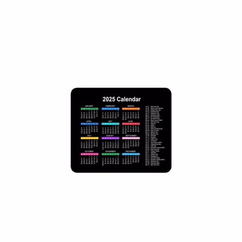 2025 Calendar Non-Slip Waterproof Rubber Mouse Pad