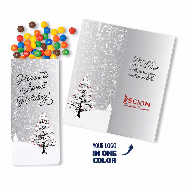 One Color Foil-Stamped Stock Cardinals Sweeter Cards with Candy Coated Chocolate Bitz