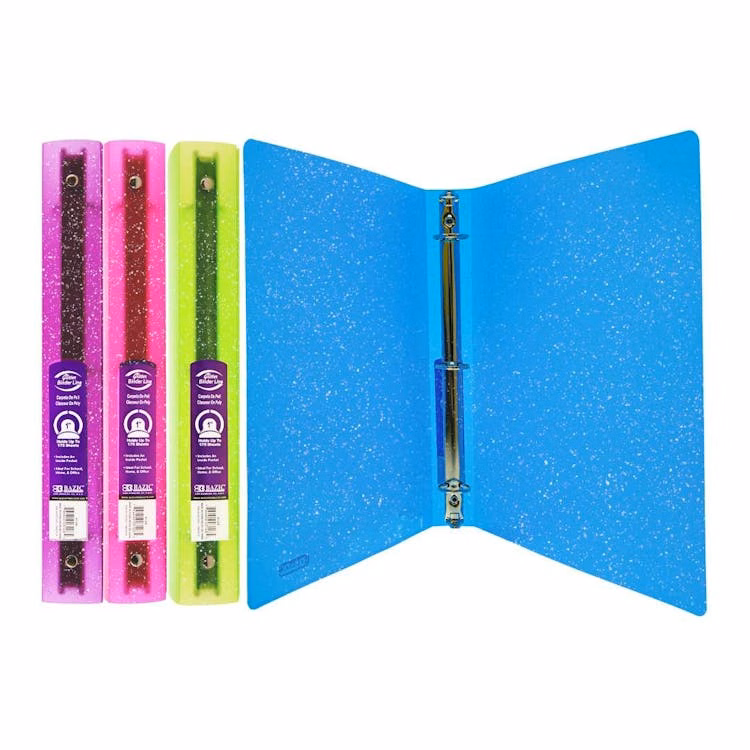 1" Glitter Poly 3-Ring Binders - 1 Interior Pocket