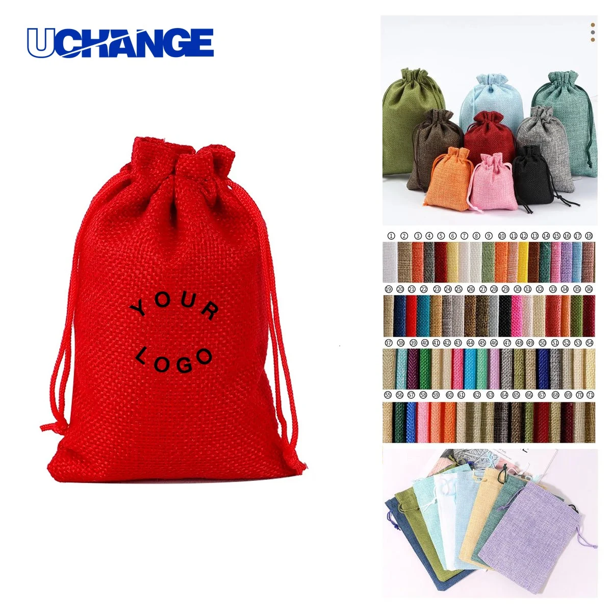 Compact Burlap Drawstring Pouch with Rustic Look Bag 1