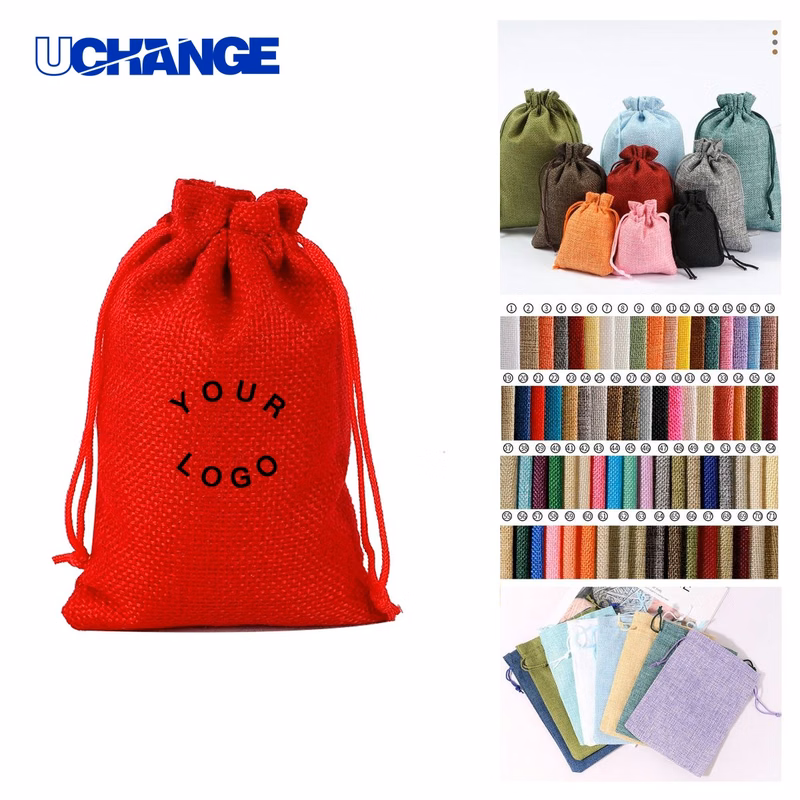 Compact Burlap Drawstring Pouch with Rustic Look Bag