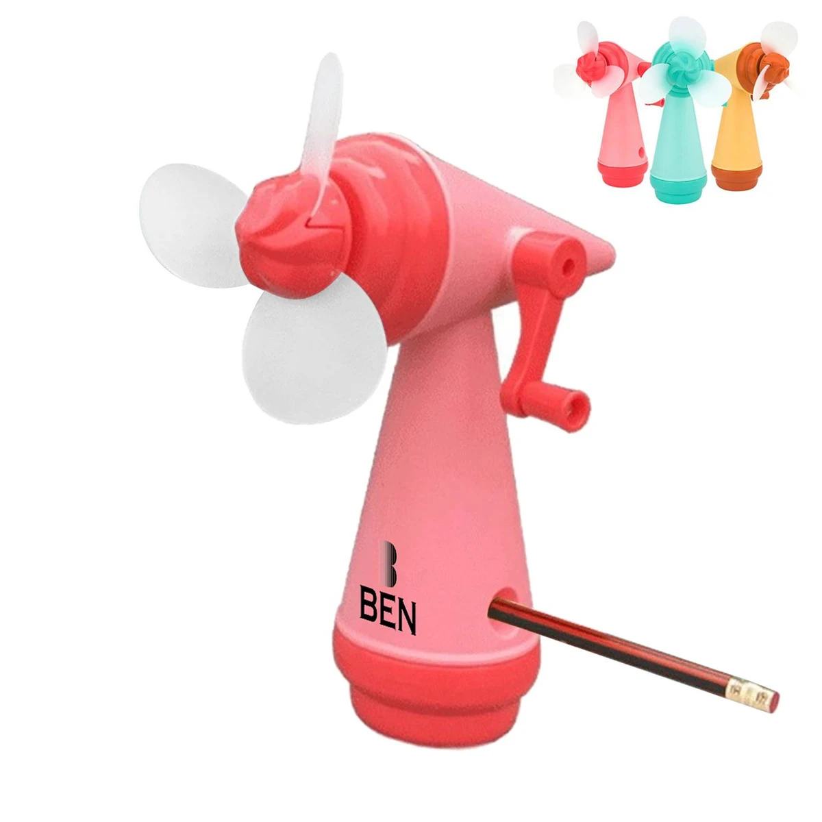 Creative mini hand crank pencil fan 1