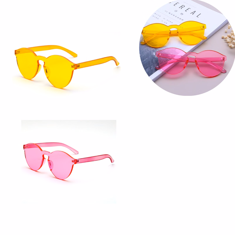 Colorful One Piece Transparent Round Super Retro Sunglasses