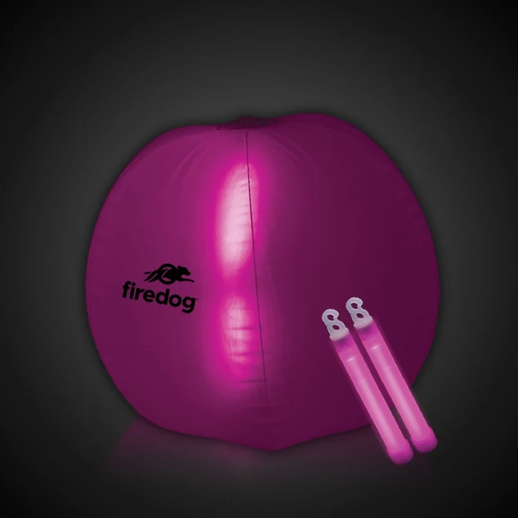 Translucent Pink 24" Inflatable Beach Ball with Glow Stick 1