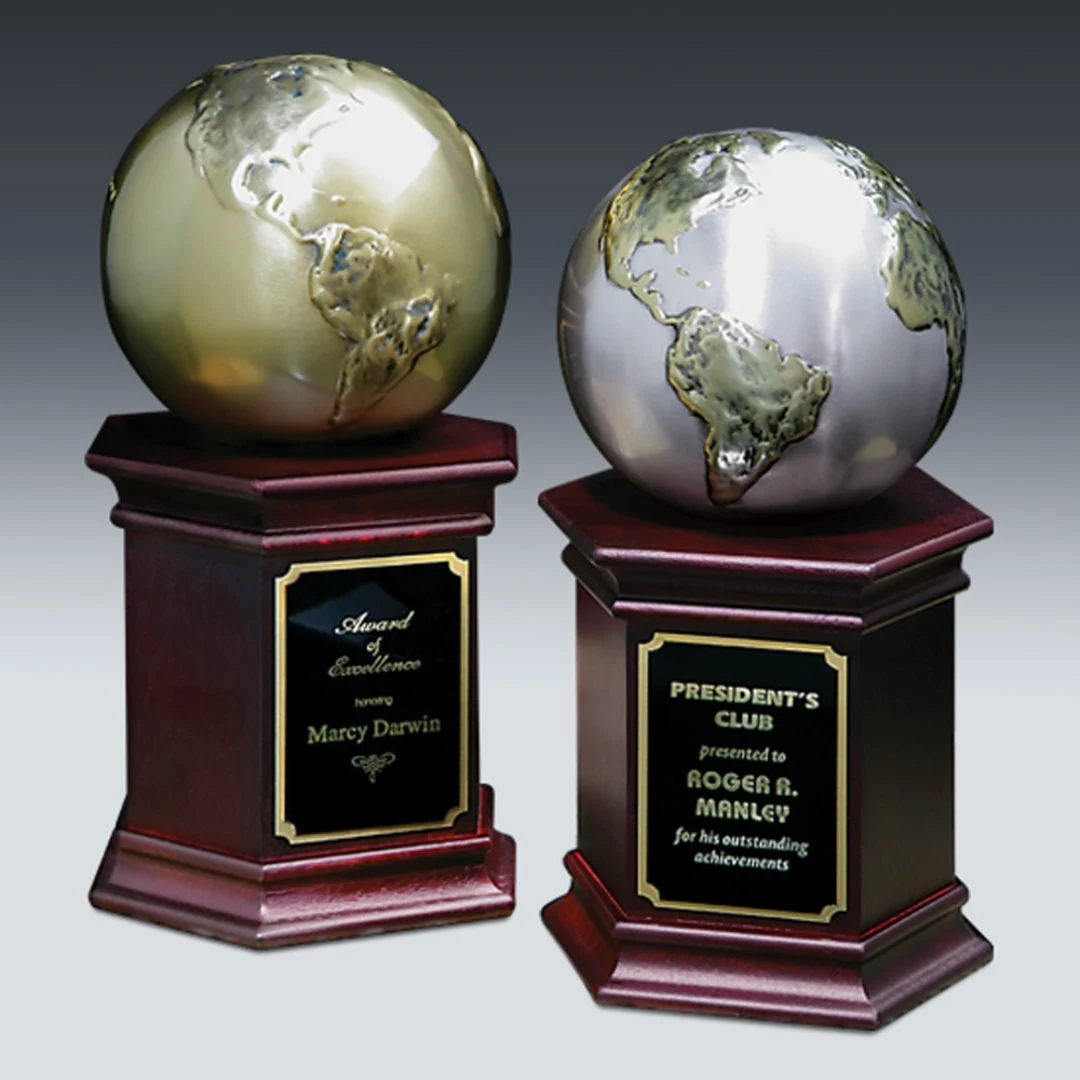 Cast Globe Award, custom award with logo imprint 1