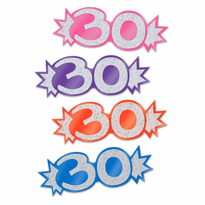 Mini Glittered Foil "30" Cutouts