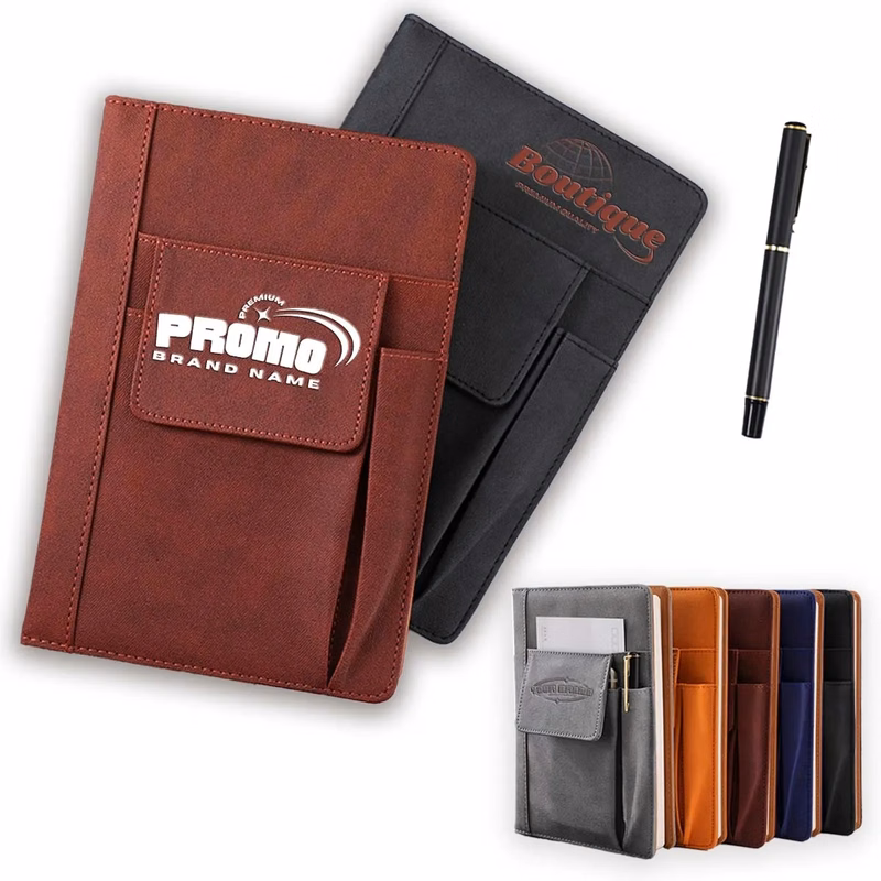 A5 Horizontal Line Hardcover Executive Notebooks w/ Pocket