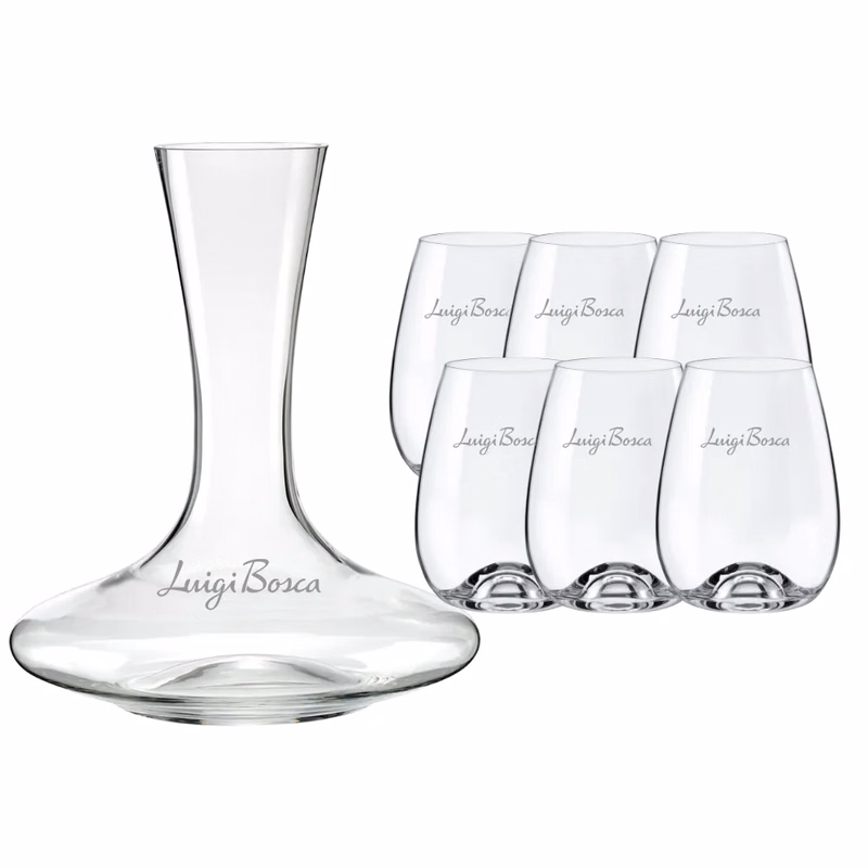 Crystal Mendoza Wine Bottle and Stemless Glass Set