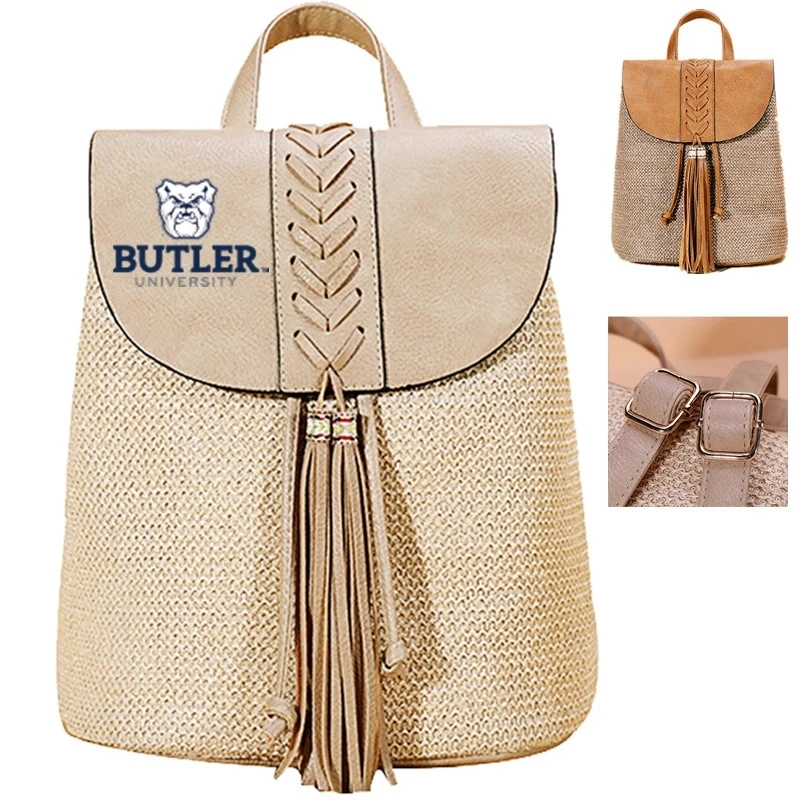 Mini Straw Woven Backpack 1