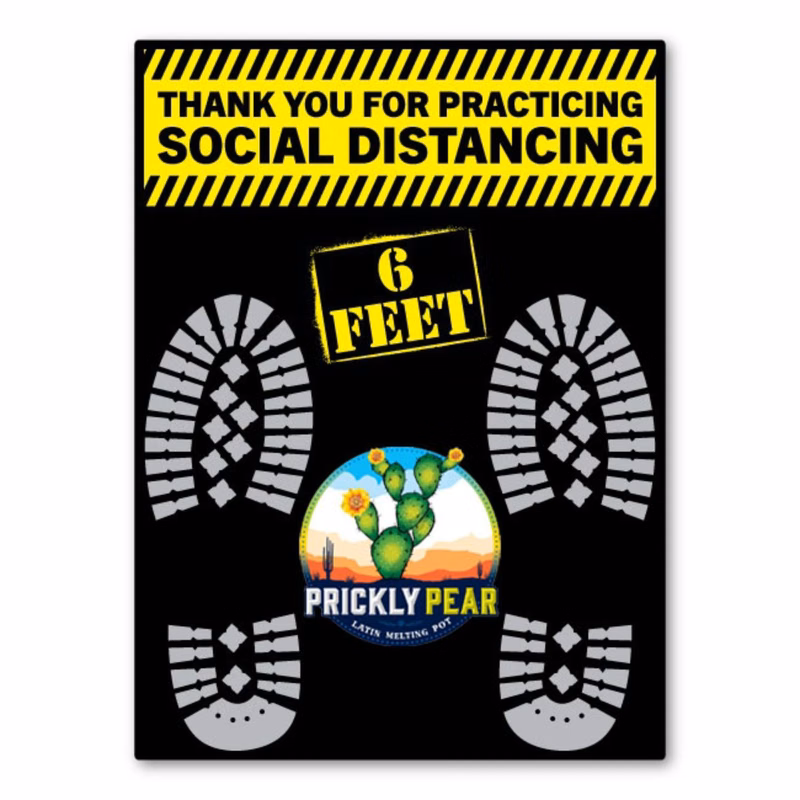 SOCIAL DISTANCING Rectangle Floor Decals w/ Full Color Logo