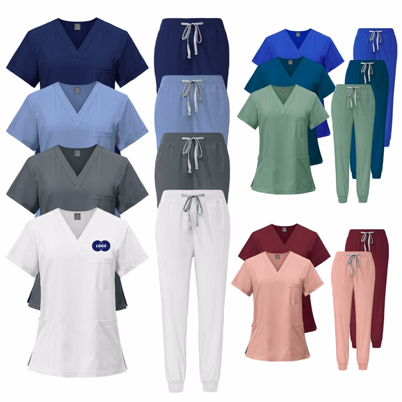 MOQ10 Medical Scrub Set with Straight Pocket Design
