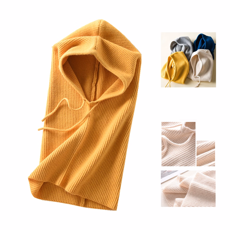 Winter Soft Pullover Knit Beanie Hoodie Scarf