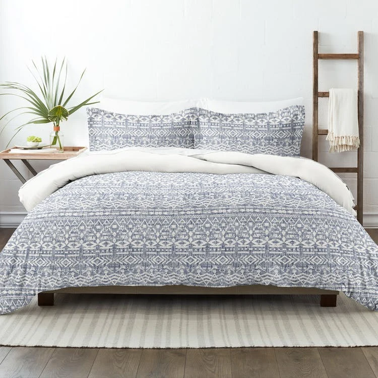 Reversible Duvet Cover Sets - Rustic Navy King 3 Piece 1