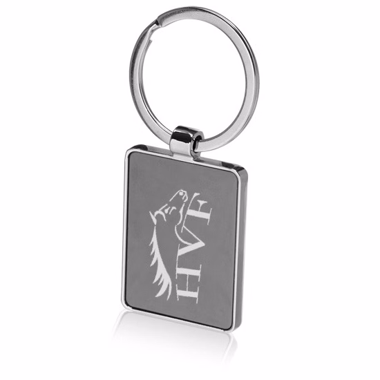 Two Tone Rectangluar Metal Keychain
