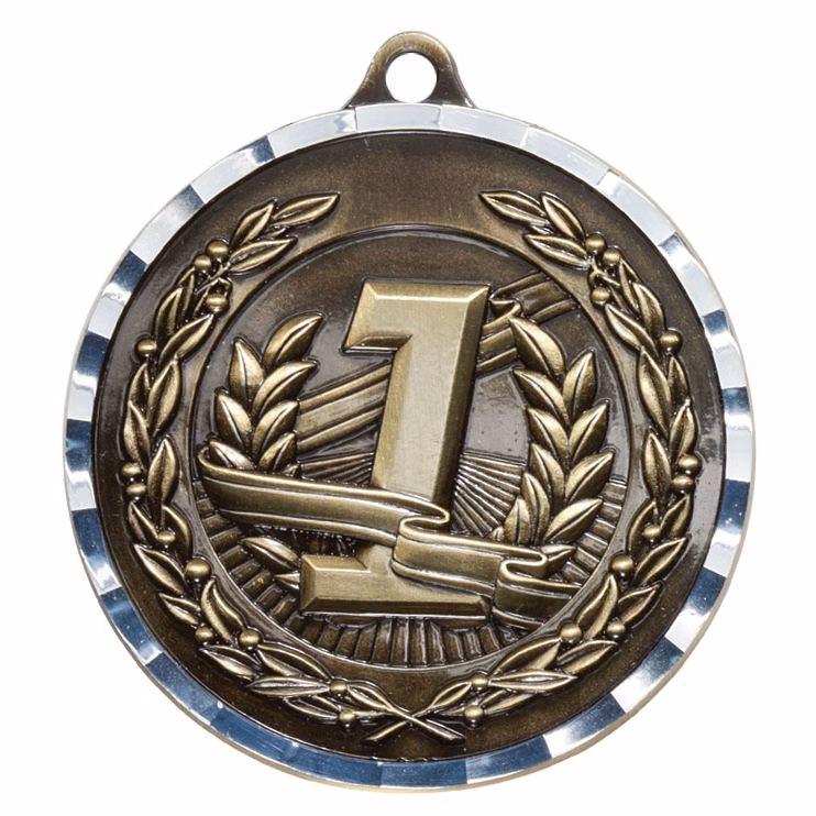 2" Gold 1st Diamond Cut Medal
