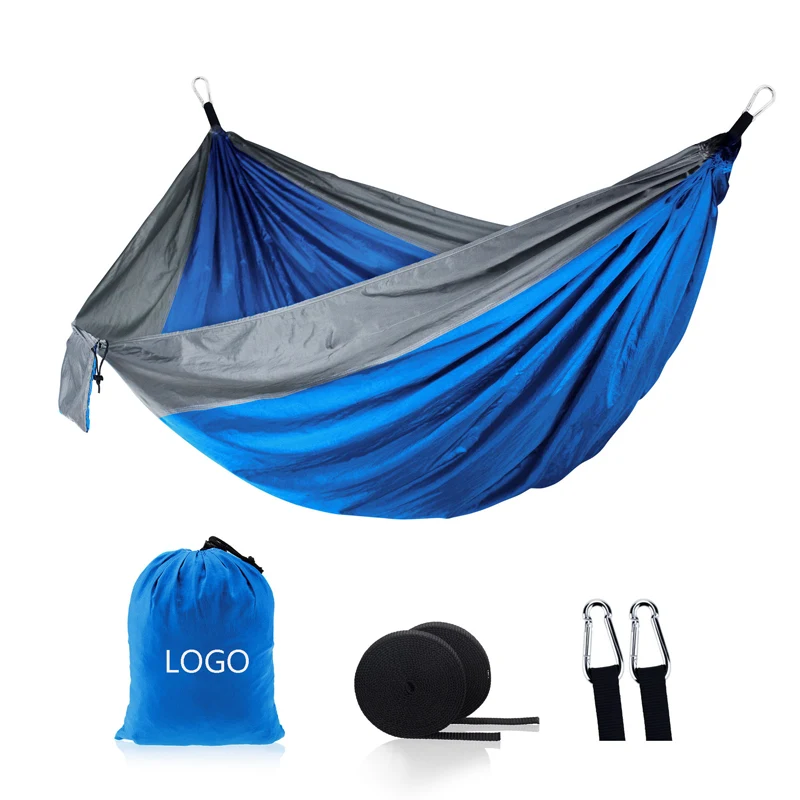 Outdoor Camping Portable Hammock for Double Men with 2 Tree Straps 2 Carabiners 1