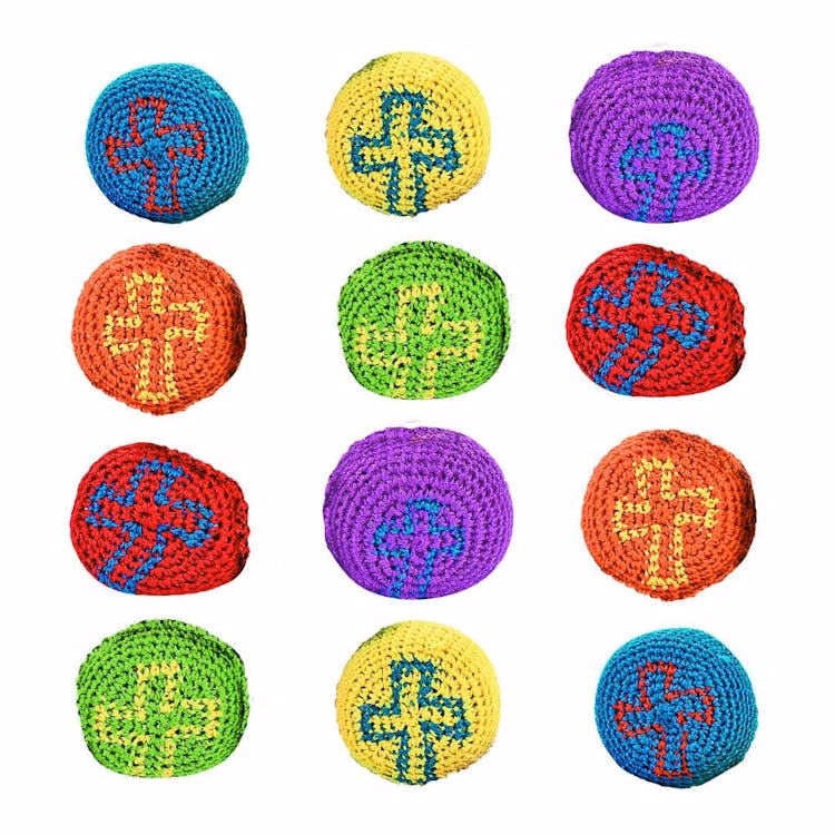 Mini Knitted Religious Cross Kickballs 2" - Assorted