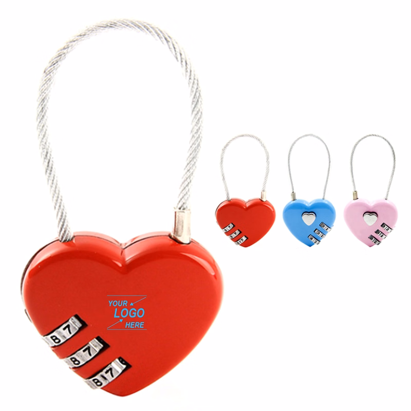 3D Heart Shaped Metal Padlock