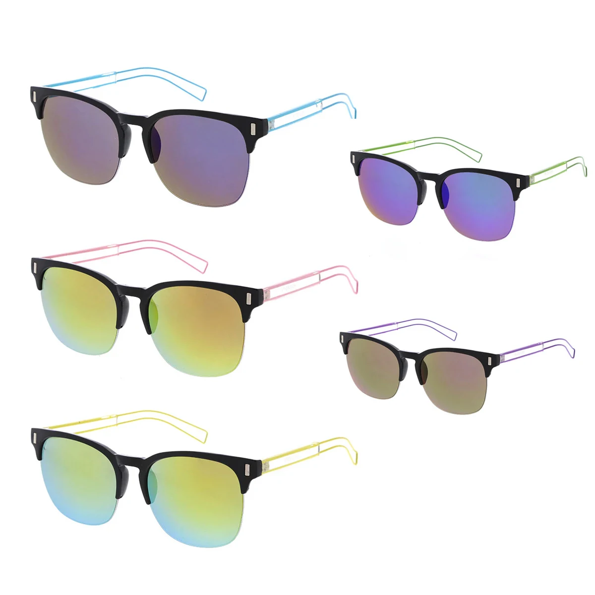 The Club Unisex Wire Tipped Sunglasses with Color Mirror Lens 1