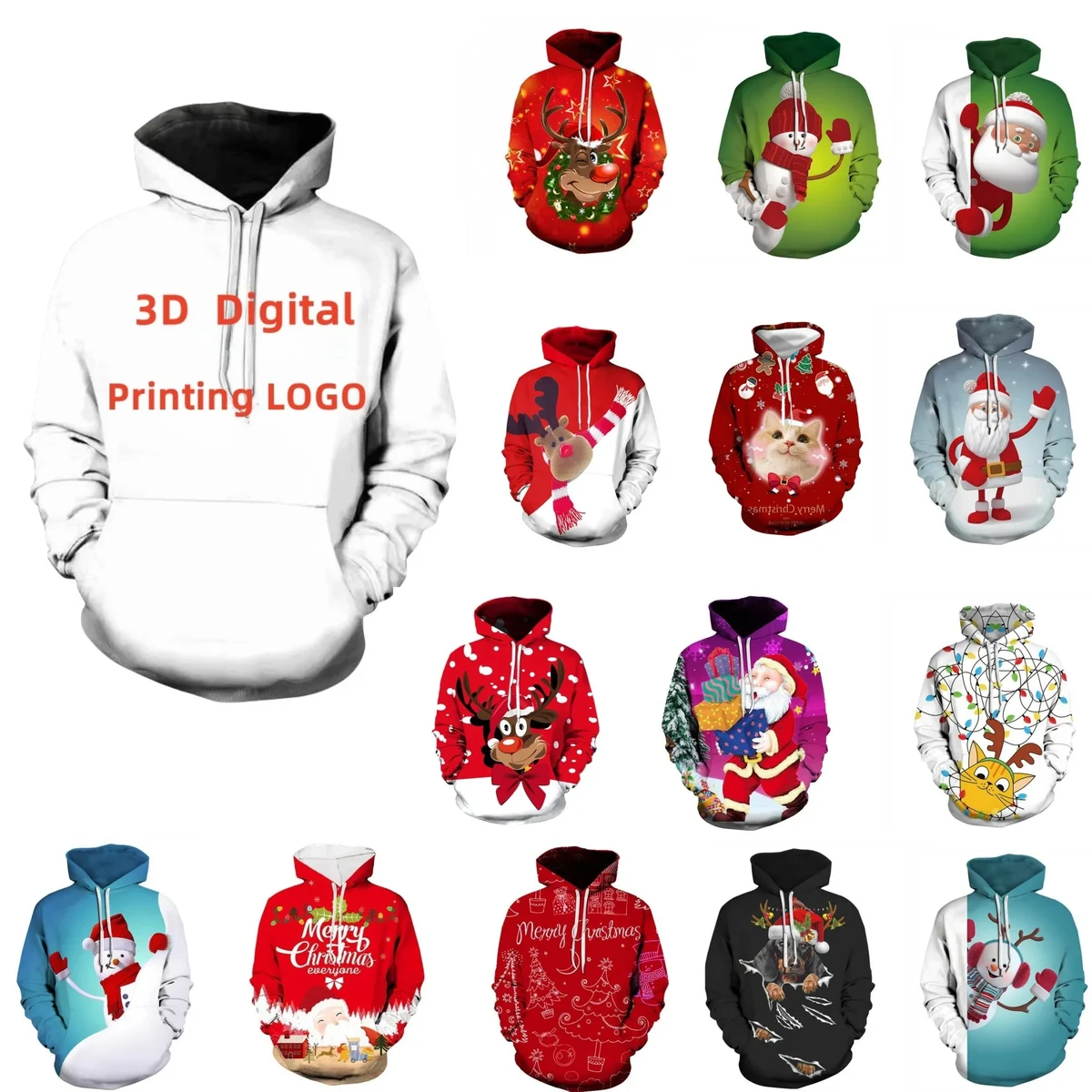 Full Color Christmas 3D Print Graphic Hoodies 1