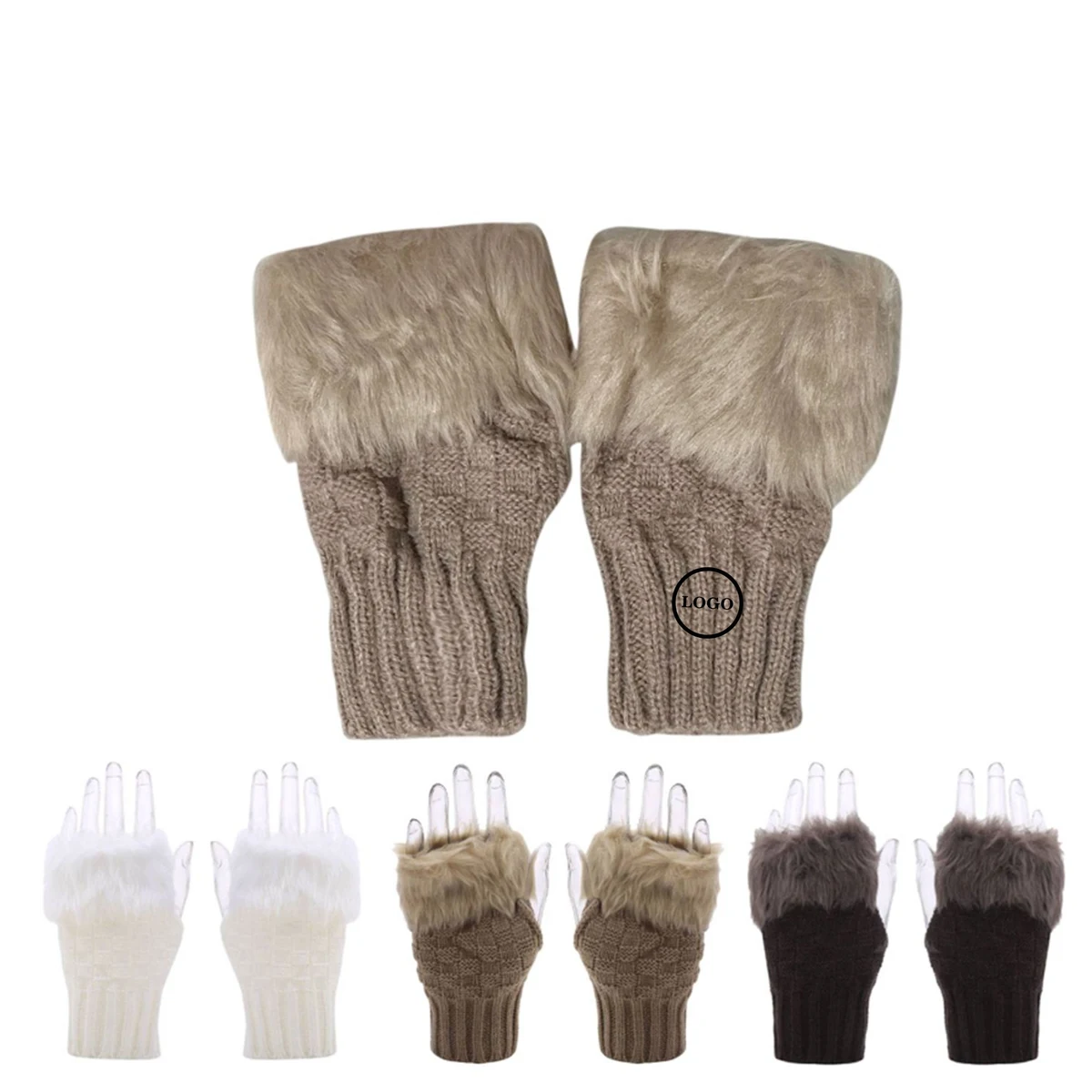 Stylish Faux Fur Knit Arm Warmers for Women 1