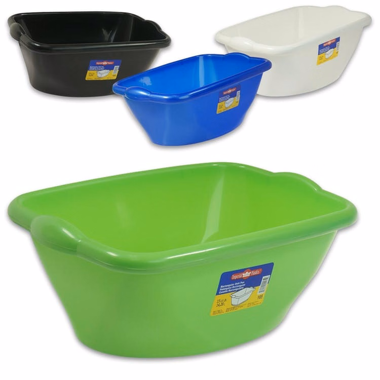 Plastic Rectangular Dish Pans - Assorted 15 qt