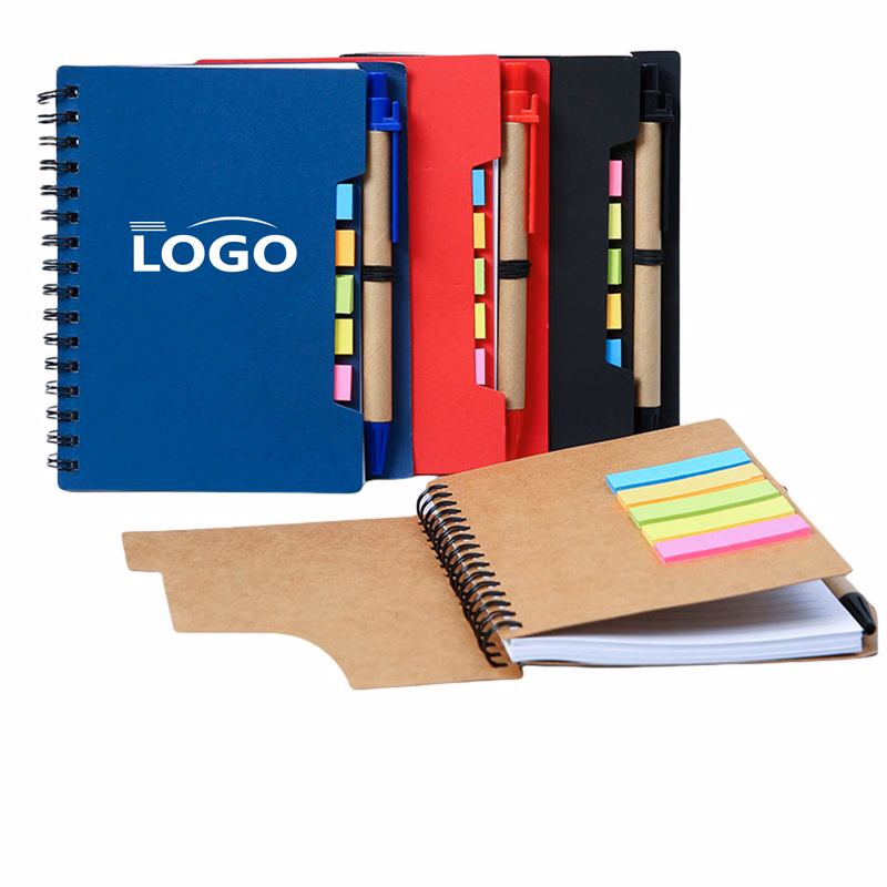 Spiral Notebook with Pen & Sticky Notes