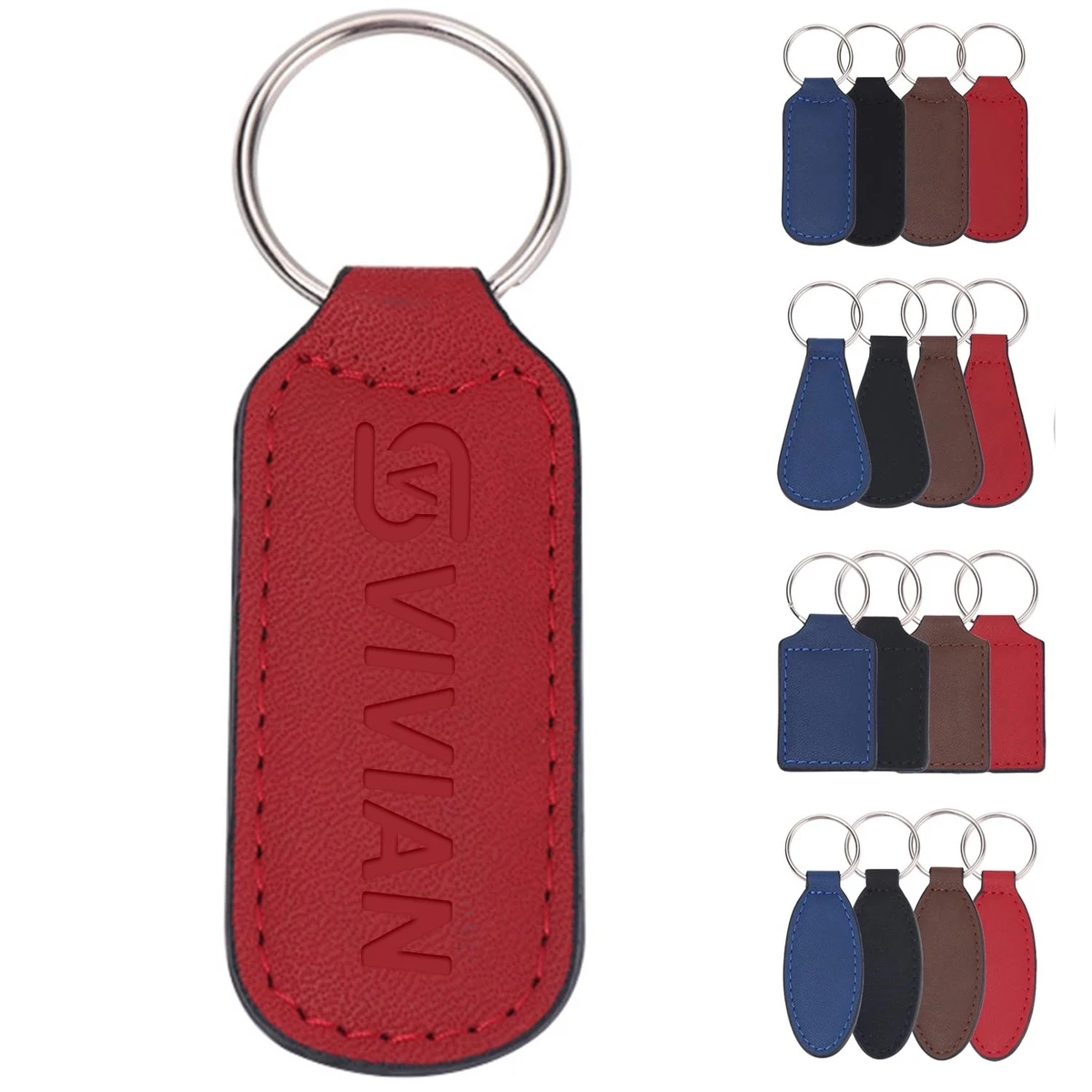 PU Leather Rectangle Keychain 1