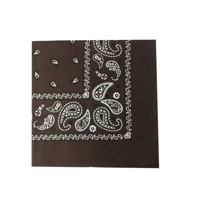 Cotton Bandanas - Brown with Paisley Print 1