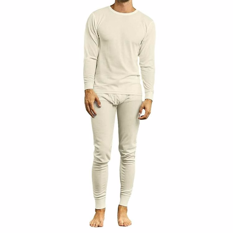 Men's Thermal Underwear Sets - Cream S-2X Top & Bottom