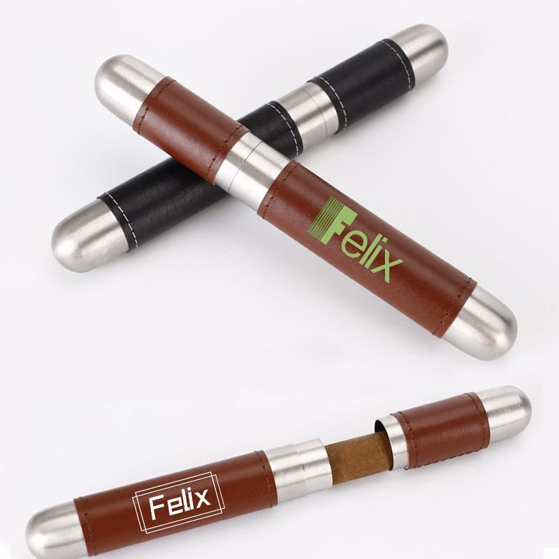 Leather Stainless Steel Cigar Tube