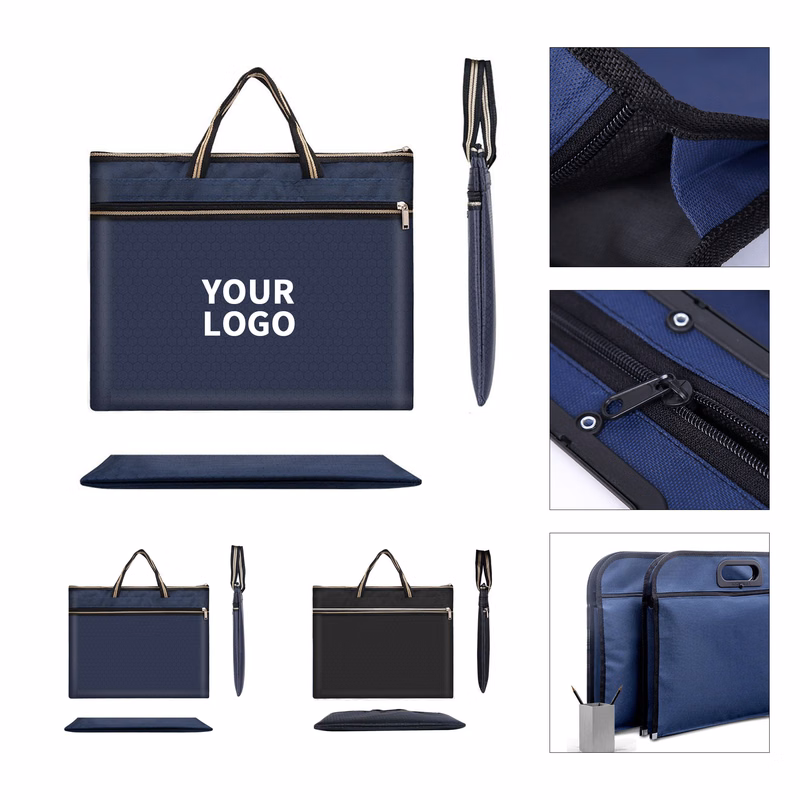 Oxford Cloth Document Briefcase 14 x 12" With Zipper Pocket