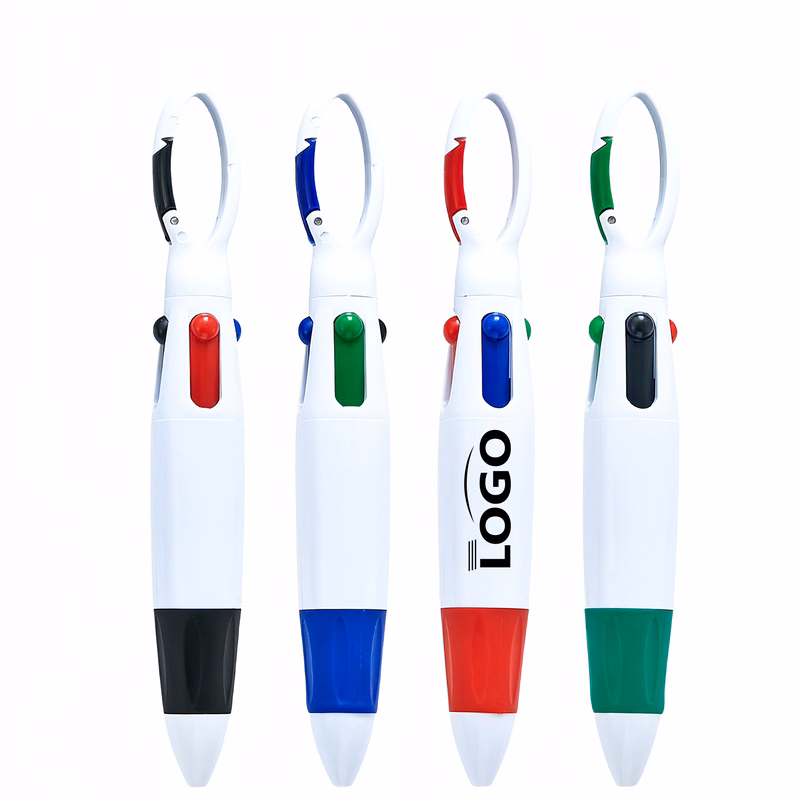 Four-color plastic mountaineering buckle click pen