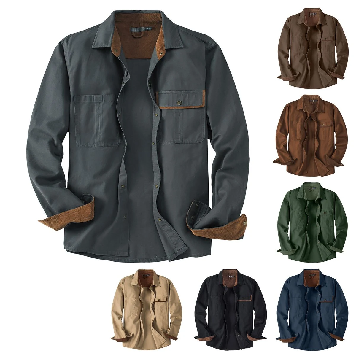 Men Cotton Corduroy Work Shirt 1