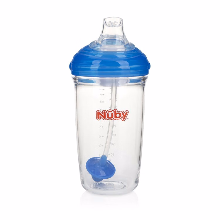 Nuby™ No-Spill Trainer Cups w/Hygienic Cover - Blue 10 oz
