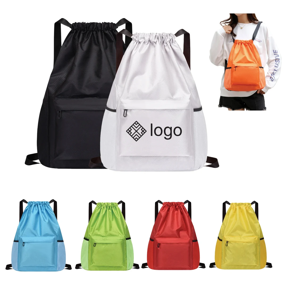 Oxford Cloth Waterproof Drawstring Shoulder Bag 1