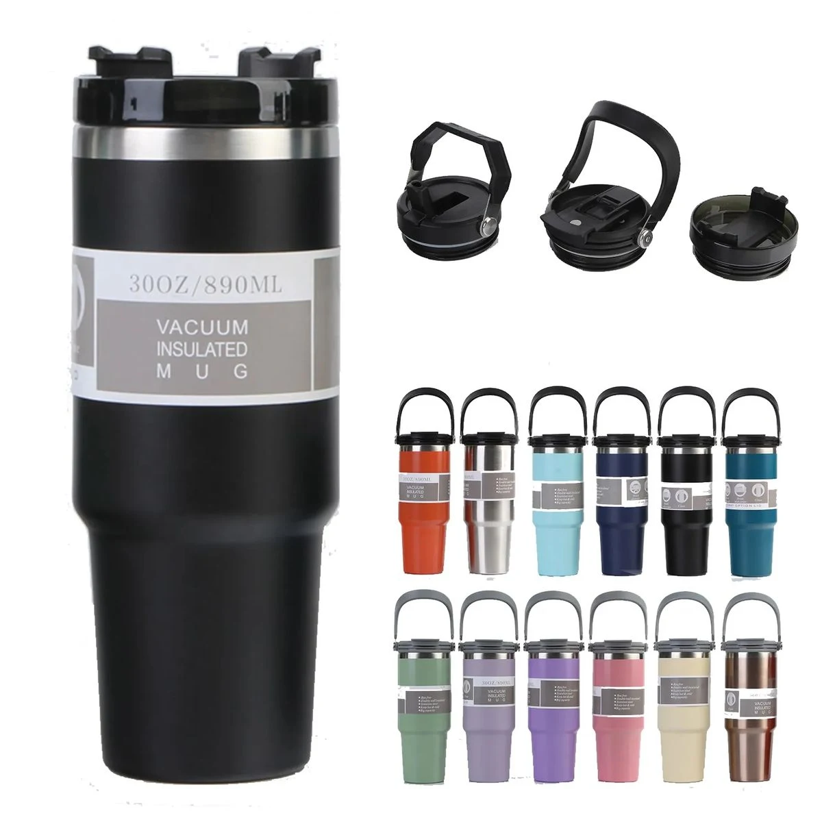 20oz stainless steel thermos cup with straw, custom water bottle with logo imprint 1
