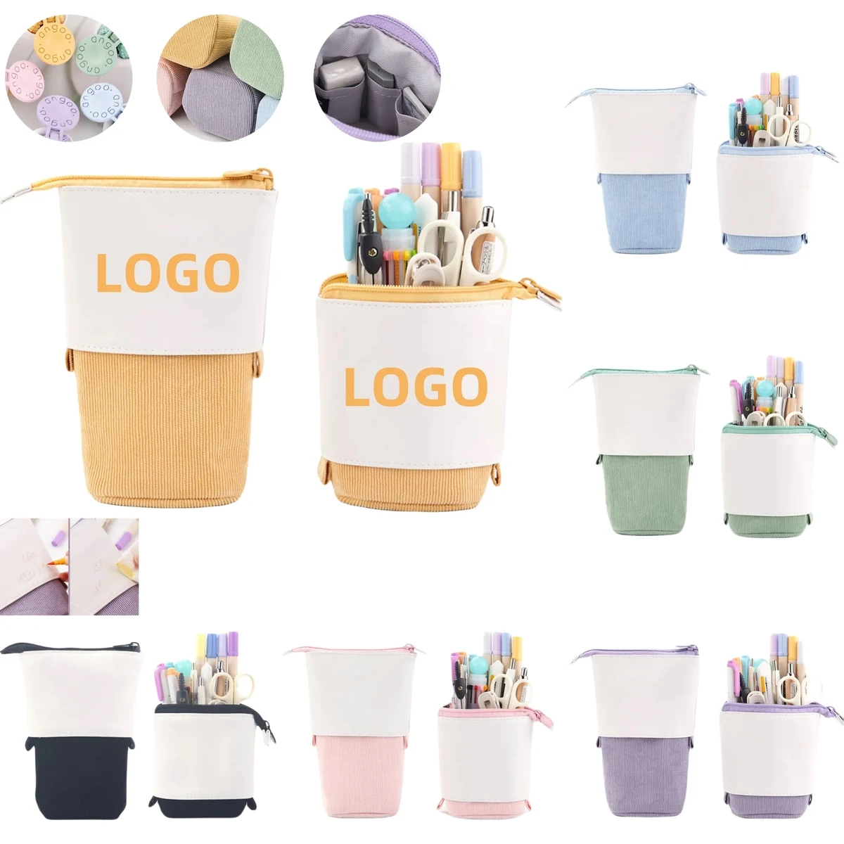 Multifunctional PU Corduroy Retractable Pencil Case 1