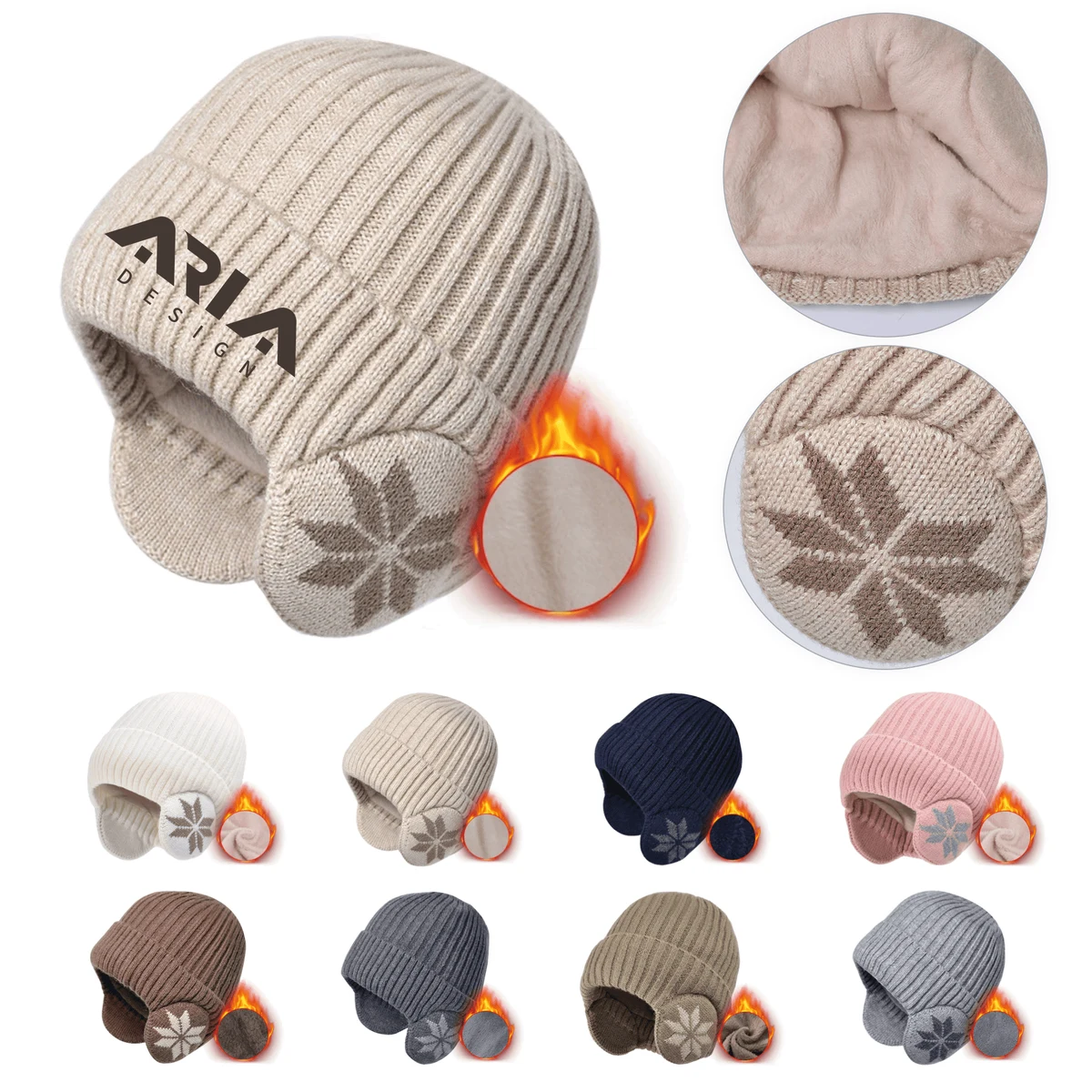 Warm Fleece Lined Knitted Ear Flap Beanie 1