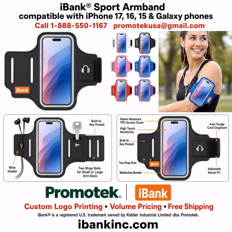 iBank ® Running Sport Armband compatible with iPhone 17/16/15/14 & Galaxy phones