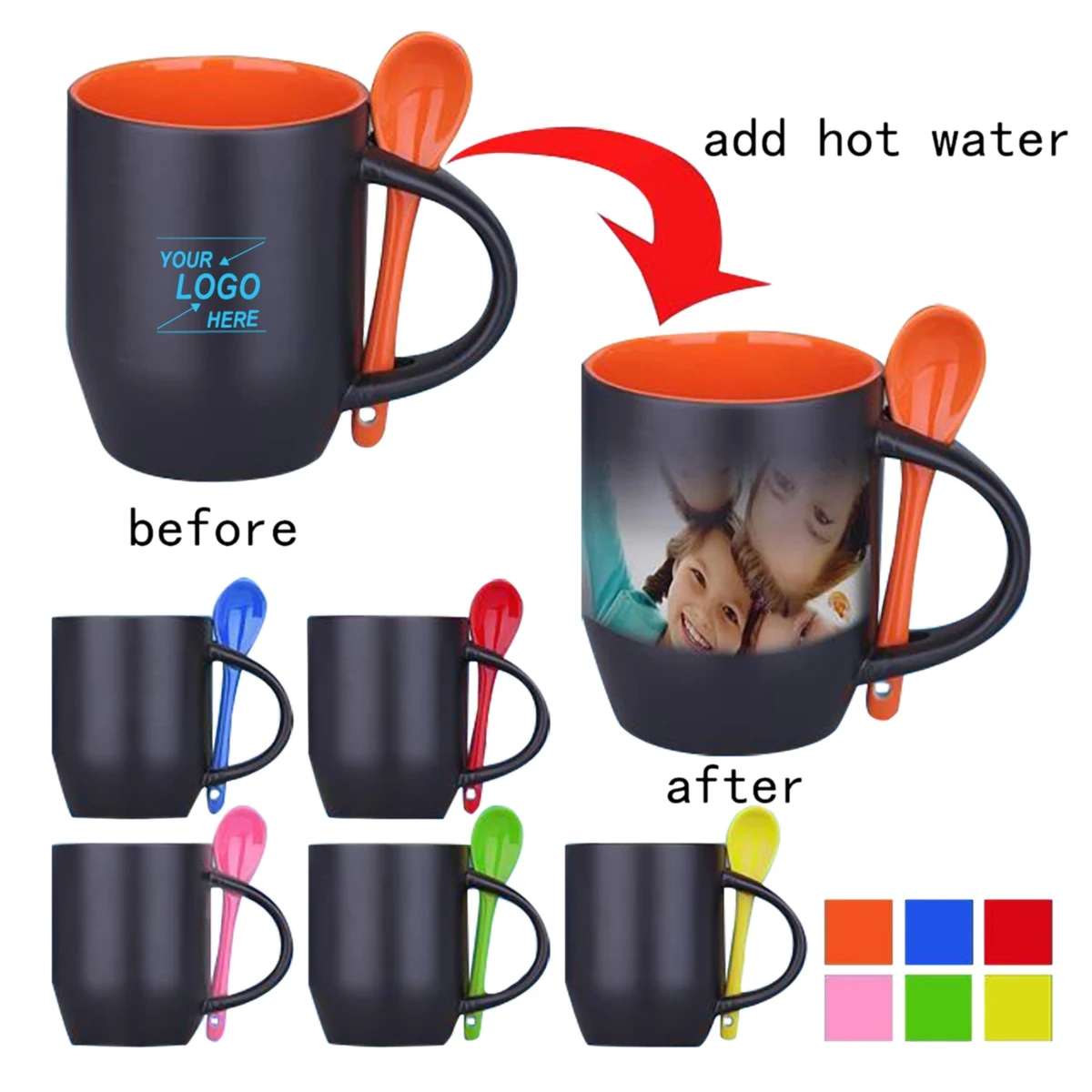 12 Oz. Color Changing Coffee Mug w/Spoon 1