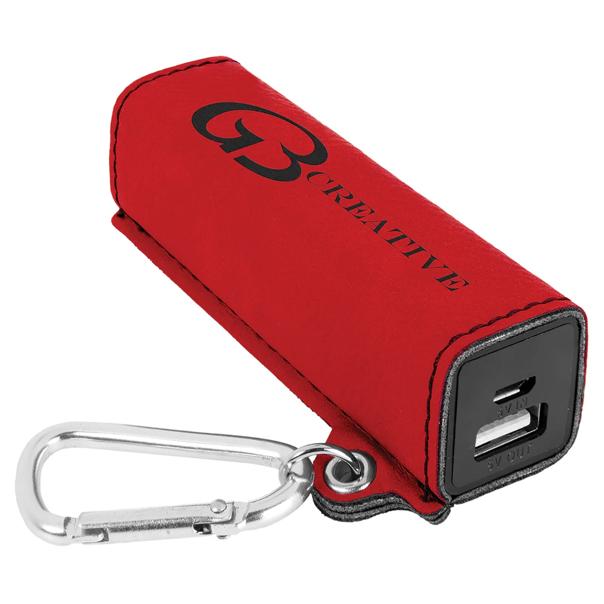 Red Leatherette 2200 mAh Power Bank with USB Cord 1