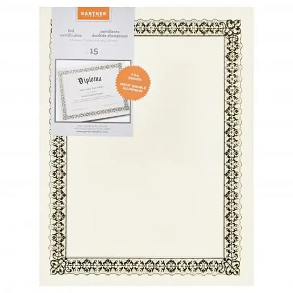15-Pack Gartner Studios Gold Foil Certificates 1