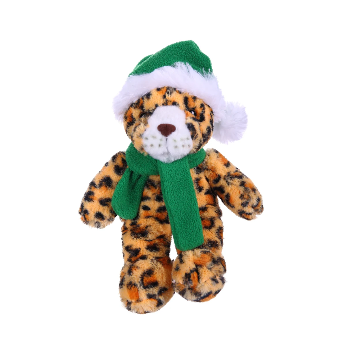 Soft Plush Stuffed Leopard with Christmas Hat and Scarf 1
