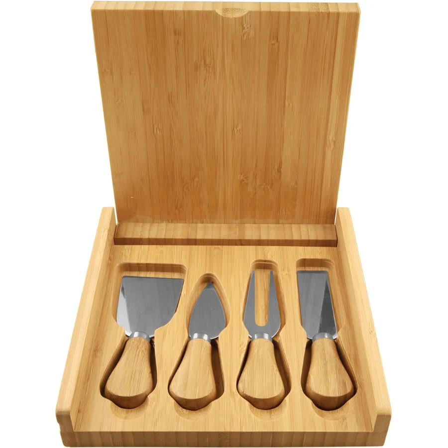 8" x 8" Bamboo Cheese Set with 4 Tools 1
